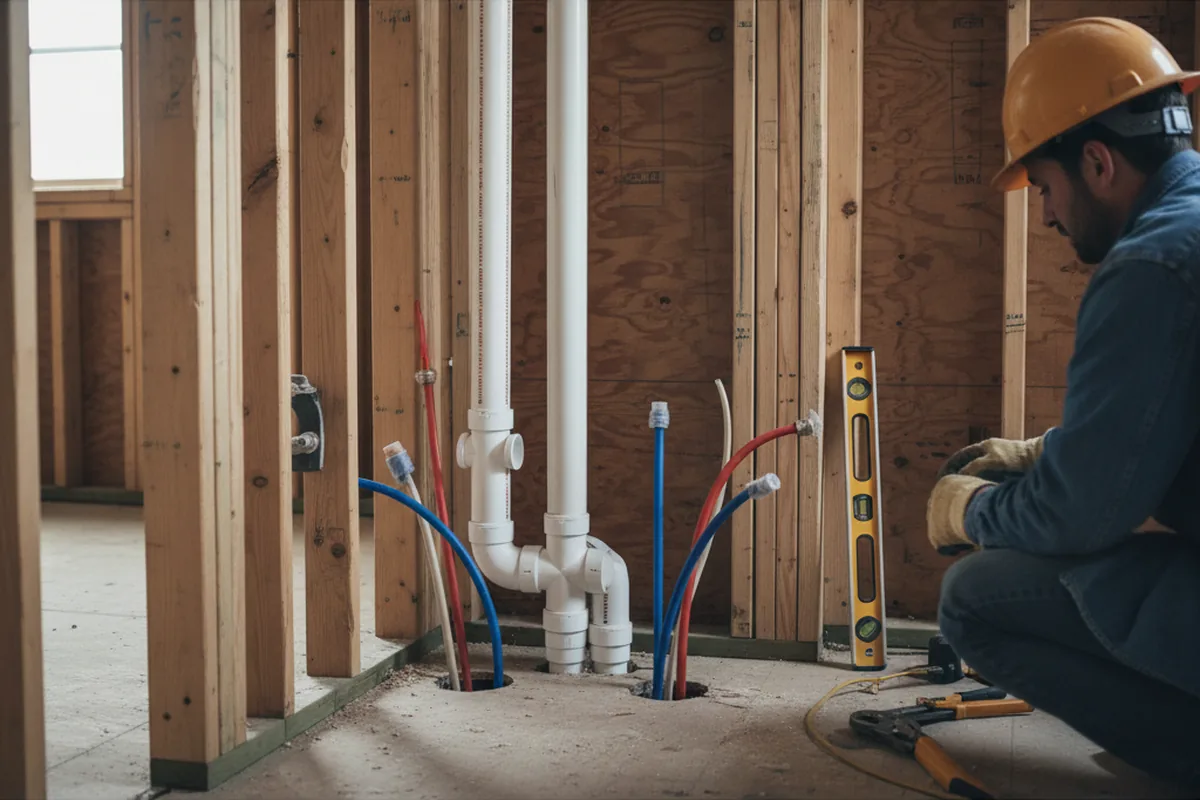 Drain and supply rough-in during Sump Pump Repair in Smyrna